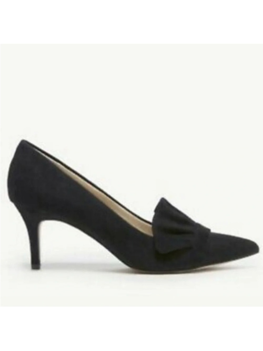 Sole Society Womens Darbia Shoe Heel Size 8 Black Suede Ruffle Pointed Leather